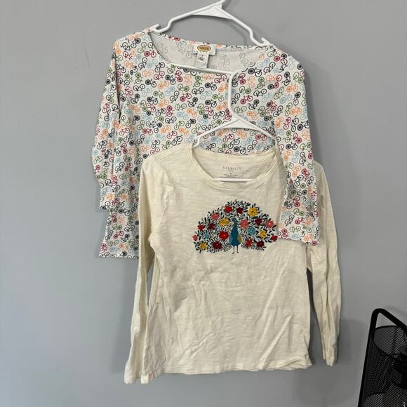 LOT of 2 Talbots Long & 3/4 Sleeve Tee Shirts Women's Size Small Petite Peacock - Picture 1 of 9